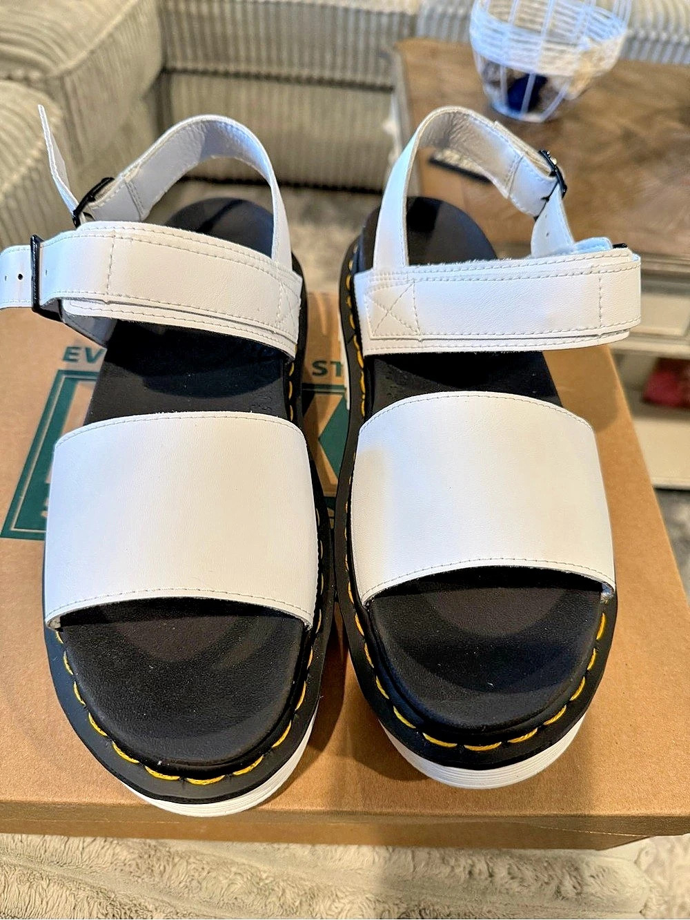 Dr. Martens Voss II White Hydro Leather Sandals II White & Black Sandals US 11